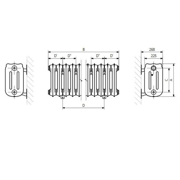TERMA Oxford článkový radiátor 410 schéma